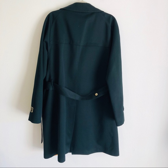 John Weitz Green Belted Trench Coat Gold Lining - Picture 6 of 8